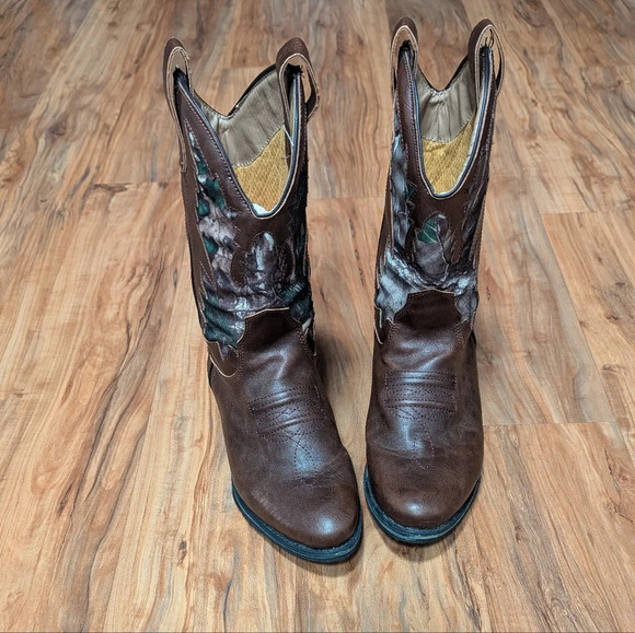 Western Boots Vegan Leather Round Toe Camo Brown Women's Size 6 Realtree Girl - Picture 7 of 13